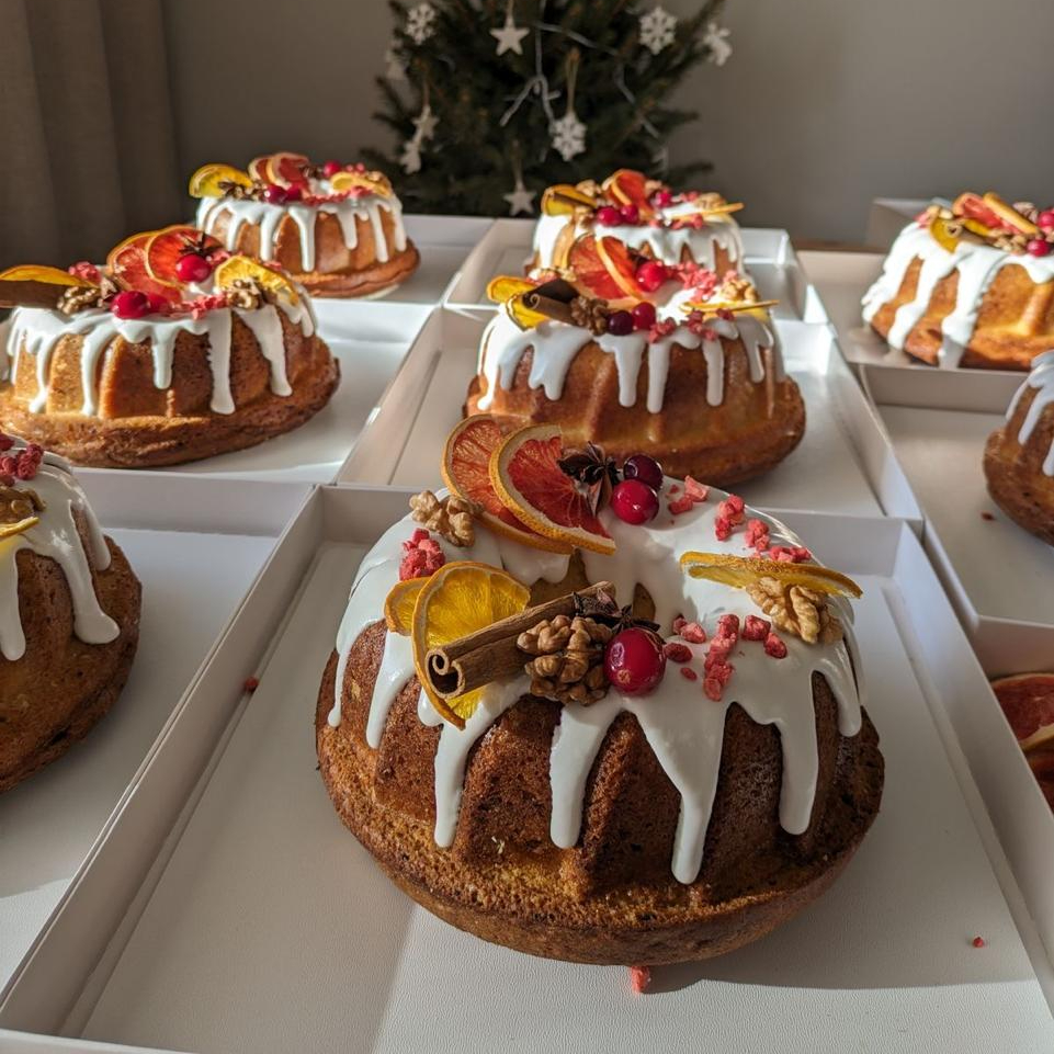Gourmet mini bundt cakes with royal icing